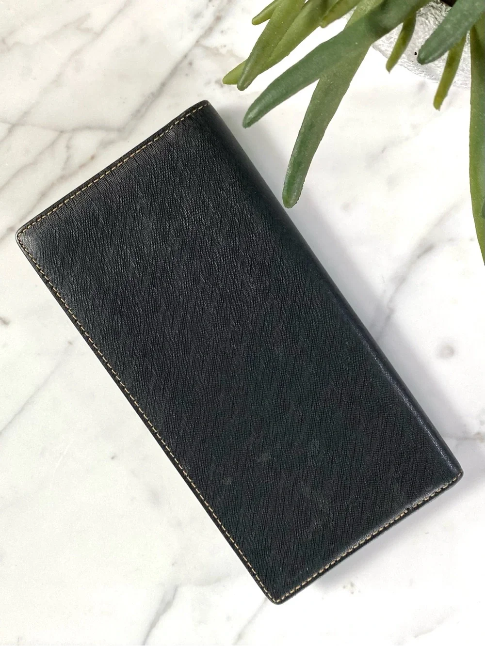 BELCARINO - Men's Long Black Leather Wallet, Check Book, Card Holder